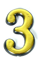 Цифра дверная Аллюр пластик "3" золото**