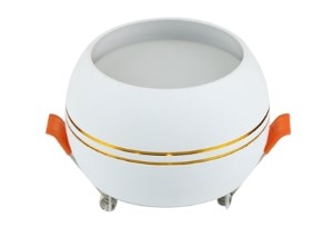 Светильник Ecola GX53SP 5376 спот сфера с золотой полосой углубленный бел матов 90*52 SR536WECB