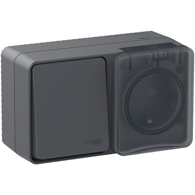 Блок SE Atlasdesign Profi54 розетка+выключатель IP54 16А 250B антрацит ATN544070