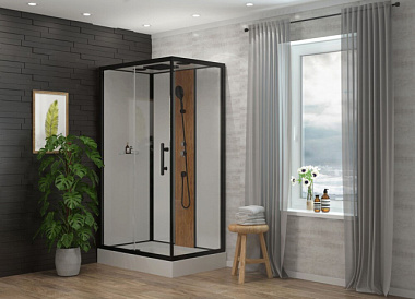 Душевая кабина Eva Gold 1806В-S Бамбук полка чер.проф. низ под белая стенка проз ст 80*120*215 см