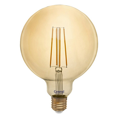 Лампа филаментная General Loft G125S E27 10W 2700K 2K шар филамент нитевидная золотой 125*165 655310