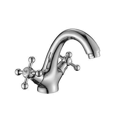 Смеситель Decoroom для умывальника двуручный монолитный хром DR54011