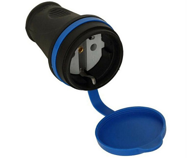 Штепсель-разъем 1-2.Sale с загл каучук 2P+PE 1*16А 220-240V IP44 черный Е1М