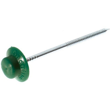 Гвозди Стройбат для ондулина оцинкованные с плоской шляпкой зеленый 80 мм 100 шт***
