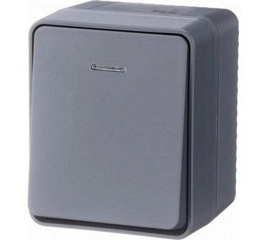 Выключатель SE Atlasdesign Profi54 одноклавишный с подс IP54 10АХ антрацит ATN544013