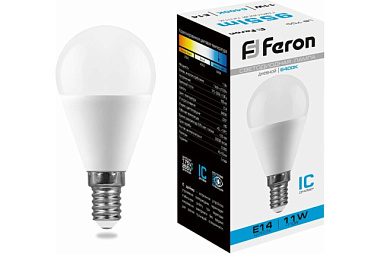 Лампа светодиодная Feron LED 11Вт Е14 дневной матовый шар LB-750