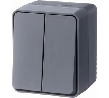 Выключатель SE Atlasdesign Profi54 двухклавишный IP54 10 АХ антрацит ATN544051