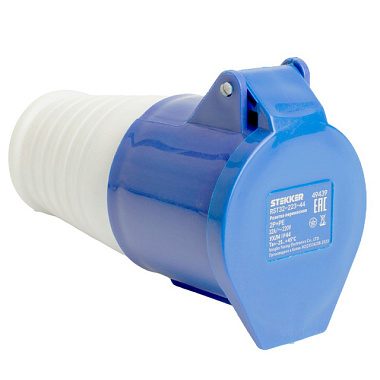 Розетка Stekker силовая переносная CEE ST-223 2P+PE 32А 220В IP44 RST32-223-44 49439