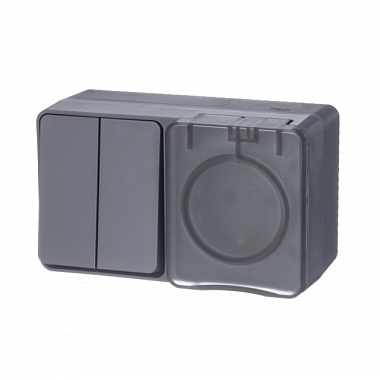 Блок SE Atlasdesign Profi54 розетка+выключатель IP54 16А 250B антрацит ATN544074**