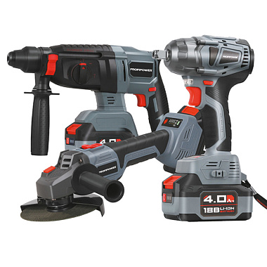 Набор аккумуляторный бесщеточный 3 в 1 Profipower Li-ion-2шт 4Ач З/У в кейсе