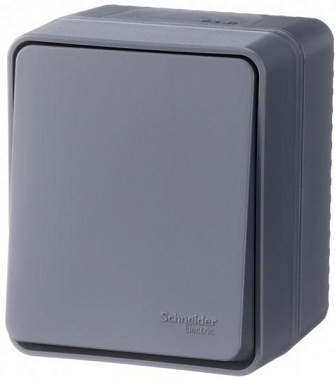 Переключатель SE Atlasdesign Profi54 одноклавишный IP54 10 АХ антрацит ATN544061