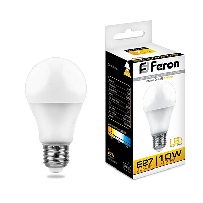 Лампа светодиодная Feron LED 10Вт Е27 теплый A60 LB-92 
