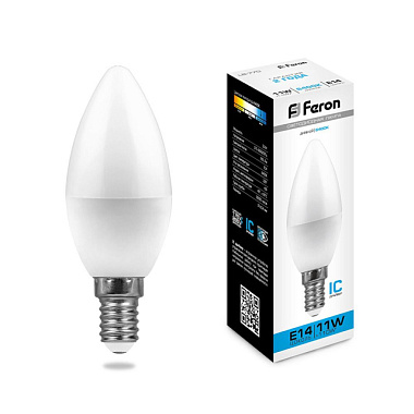 Лампа светодиодная Feron LED 11Вт Е14 дневной матовая свеча LB-770 
