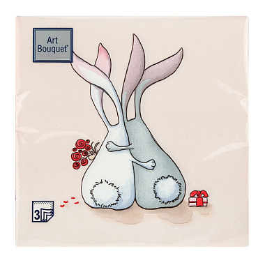 Салфетки Bouquet de Luxe Влюбленные зайцы бумажные 3-х слойные 33*33 см 20 шт 25041